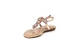 Bamboo Steno-92 Rose Gold Rhinestone T-Strap Slingback Sandal