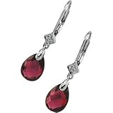 14K White Gold Brazilian Garnet & Diamond Earring