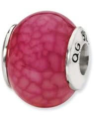 Sterling Silver Fuchsia Cracked Agate Stone Charm