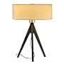 Nova Lighting 10736 Tripod Table Lamp, Dark Wiped Wood & Brushed Nickel with White Linen Shade