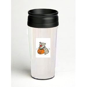 16 oz. Double Wall Insulated Tumbler with dog with jack-o-lantern - Paper Insert by SHOPZEUS