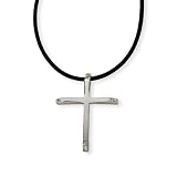 Mens Stainless Steel Elegant Cross Necklace with Cubic Zirconia