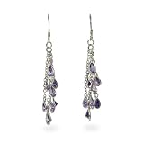 Eve's Addiction Flowing Amethyst CZ Sterling Silver Earrings