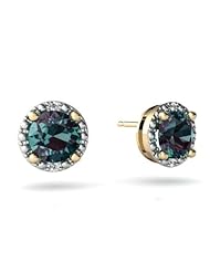 Created Alexandrite 14kt Yellow Gold Earrings