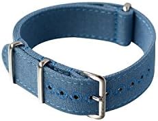 CANVAS NATO STRAP Light Blue 20mm Stitched holes