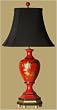Asian D&eacute;cor - 32" Fine Chinese Red Lacquer Oriental Trophy Lamp w/ Hand painted Birds & Flowers
