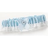 Blue Heart and Rhinestone Toss Garter