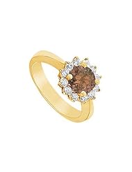Smoky Topaz and Diamond Ring 14K Yellow Gold - 1.50 CT TGW