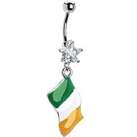 Ireland Flag Dangle Belly Ring