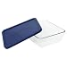 Pyrex Storage 11-Cup Rectangular Dish with Dark Blue Plastic Cover, Clear