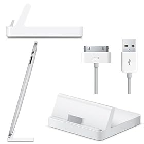 Docking Station Charger & 1M USB Cable For iPad 1, 2 - White