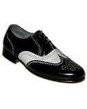 Aris Allen Men's Black and White Spectator Wingtip Swing Dancing Shoes with Raw Leather