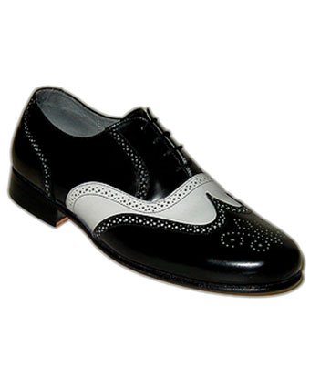 Aris Allen Men's Black and White Spectator Wingtip Swing Dancing Shoes with Raw Leather