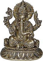 Collectible Figurines God Ganesha Brass Statue in Blessing Posture 4.5 x 2.75 x 6 inches