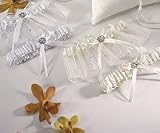 Scattered Pearls and Crystals Two Piece Bridal Garter Set - White - Keepsake and 