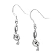 Sterling Silver Shepherds Hook Musical Note Earrings