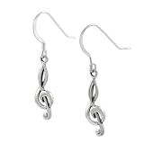 Sterling Silver Shepherds Hook Musical Note Earrings