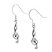 Sterling Silver Shepherds Hook Musical Note Earrings