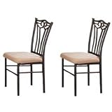 2 Two Decorative Black Metal Dining Chairs With Padded Seats