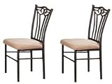 2 Two Decorative Black Metal Dining Chairs With Padded Seats