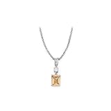 Sterling Silver Champagne and White Cubic Zirconia Necklace - 18''