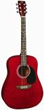 J Reynolds Dreadnought Full Size Acoustic Guitar- Transparent Red