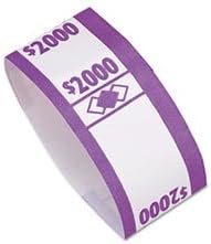 (3 Pack Value Bundle) PMC55032 Color-Coded Kraft Currency Straps, $20 Bill, $2000, Self-Adhesive, 1000/Pack