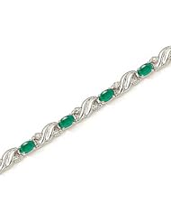 14kt Yellow Gold Oval Emerald and Diamond Bracelet