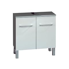 Ambientehome 54008 Waschbeckenunterschrank Argun hochglanz wei� / alufarben 31.3 x 60 x 62.5 cm