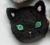 ねこ顔ボアコインケース　黒
