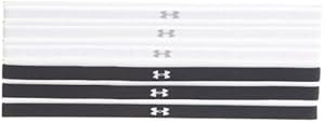 Under Armour UA Team Mini Headbands Pack of 6 - Black/White, One Size