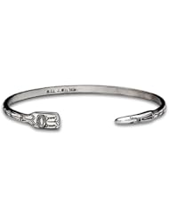 Sterling Silver Narrow Raven Northwest Coast Native American Bracelet. Made in USA.