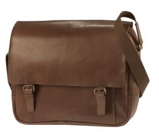 Bodenschatz Leder Messenger Bag A4, Boston, cognac