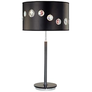 George Kovacs Black Parchment and Strass Crystal Table Lamp