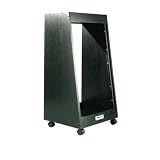 Raxxess ERS18 Slant Studio Rack with Casters (18 Space, Black Oak)