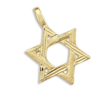 14K Yellow Gold Star of David Religious Charm Pendant