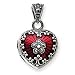Sterling Silver Red Enamel & Marcasite Heart Locket