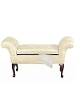 Rolled-arm Double Window Seat 45w W/o Skirt Ivory Damask