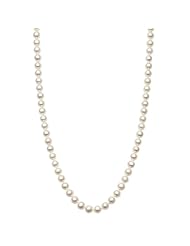 14K Yellow Gold 8.5-9mm AA Quality White Freshwater Pearl Strand Necklace, 24 Inch