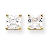 14k 6.5mm Princess Cut Moissanite Earring