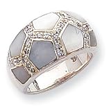Sterling Silver CZ and Mother of Pearl Ring - Size 7
