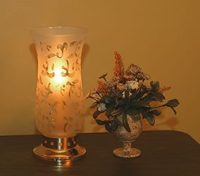 Carissa Etched Glass Hurricane Candleholder