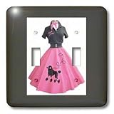 Florene The Fifties - Retro Pink Poodle Skirt - Light Switch Covers - double toggle switch