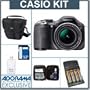 Casio High Speed Exilim Zoom EX-FH25 Digital Camera Kit, - BLACK - with 8GB SD Memory Card. 4 AA Nickel Metal Hydride (NiMH) 2900 mAH Rechargeable Batteries with 4-Hour AA & AAA Quick Charger, 110/220 volt. Camera Case, Digital Camera & Lens Cleaning Kit, USB 2.0 SD Card Reader