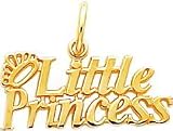 14K Yellow Gold Little Princess & Crown Charm Pendant