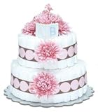 small pink dots diaper cake