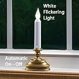 White LED Cordless Window Candle - Antique Gold Finish