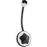 Black BIOPLAST Black and White STAR Adjustable Belly Ring