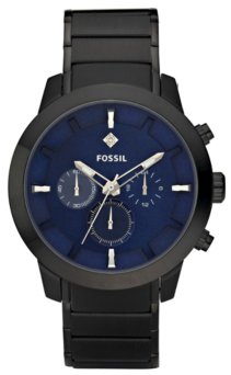 Fossil #FS4606 Men's Black IP Blue Dial Chronograph Watch