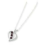 Sterling Silver Heart with Cascading Rubies Necklace with 18 inch Sterling Silver chain